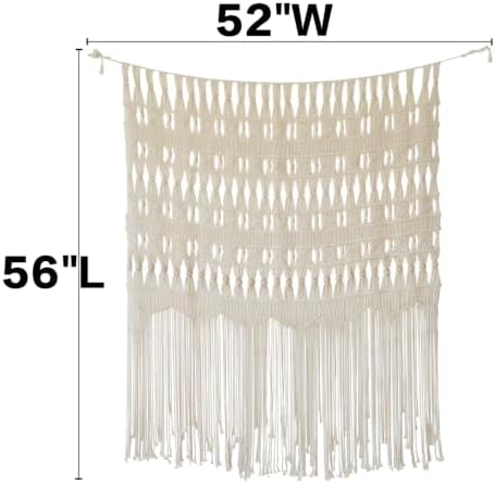 Flber Macrame Curtain Doorway Window Decor Boho Room Divider 52" W*56" L - Image 5