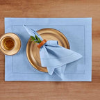 Solino Home 100% Pure Linen Placemats Cornflower Blue, 14 x 19 in, Set of 4 - Image 2