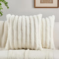 FUTEI Pack of 2 Faux Mink Fur Throw Pillow Covers 18x18 Inch, Cream White by FUTEI