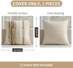 ANRODUO Decorative Boho Pillow Covers Orange White 20x20 Inch Pack of 2 - Image 6