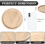 Natural Round Marble Tray - 7.8" Travertine Marble Vanity Tray for Dresser, Bathroom, Decorative Jewelry Dish for Perfumes Rings Earrings Necklaces, Stone Tray for Home Décor, Beige - Image 3