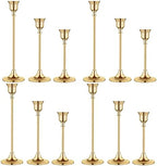 Vintage Gold Brass Taper Candle Holders for Candlesticks, Fireplace & Party - Set of 3 by BEZURA