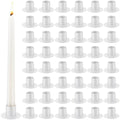 48 Pcs White Metal Taper Candle Holders Bulk for Wedding Pillar Candles Taper Candlesticks Holders Centerpieces Short Candle Stick Dinner Decor for Party Anniversary Dinning Table Gift (48, White) by PINKXHY