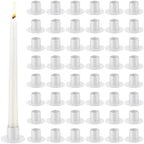 48 Pcs White Metal Taper Candle Holders Bulk for Wedding Pillar Candles Taper Candlesticks Holders Centerpieces Short Candle Stick Dinner Decor for Party Anniversary Dinning Table Gift (48, White) by PINKXHY