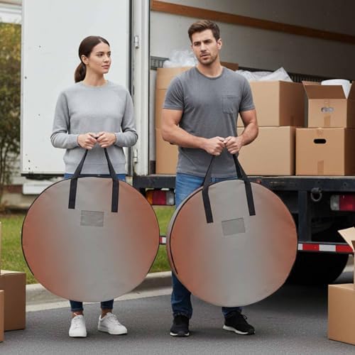Ombre Abstract Round Storage Bag 24 Inch, Gradient Burnt Orange and Gray Clothes Storage Container with Handles Heavy Duty Organizer for Comforter, Bedding & Holiday Wreaths - Image 4