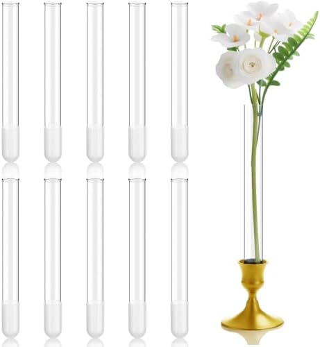 10 Pack 7.9" Glass Bud Vase Taper Candle Holder by Unknown