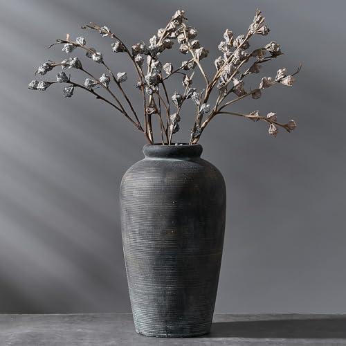 Vaseking Large Ceramic Rustic Vase, 11 inch Minimalist Decorative Farmhouse Tall Vase for Home Decor, Living Room, Shelf Decor, Enterway, Wedding, Table Decoration, Bronze by Vaseking