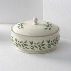 Lenox Holiday Ivory Porcelain Christmas Candy Jar with Lid - Image 5