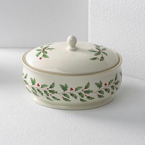 Lenox Holiday Ivory Porcelain Christmas Candy Jar with Lid - Image 5