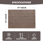 ZeeMart Linen Checked Farmhouse Placemats Set of 6, Cocoa Brown 13x19in - Image 2