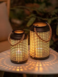 NUPTIO Metal Faux Rattan Candle Lanterns, Set of 2 by Nuptio