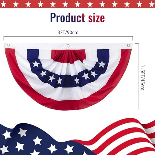 4th of July Decorations - 1.5x3 FT American Flag Bunting Outdoor USA Patriotic Pleated Fan Flag Banner for Porch Decor 10 Pack - Image 3