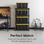 IRIS USA 4-Pack 27 Gal Heavy Duty Storage Tote Bins with Lids, Black/Yellow - Image 4