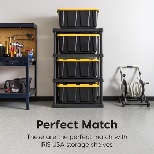 IRIS USA 4-Pack 27 Gal Heavy Duty Storage Tote Bins with Lids, Black/Yellow - Image 4