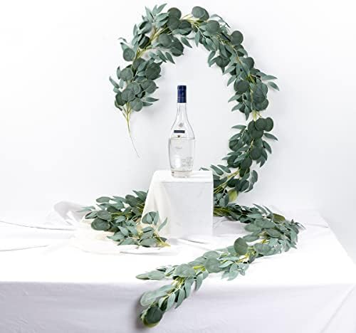 Kisflower 5 Pack 6.56FT Green Eucalyptus Garland for Decoration Table with Willow Leaves Greenery Garland Fake Hanging Plants Vines for Wedding Arch Decor Party Room Home Garden Office Wall Decor - Image 4