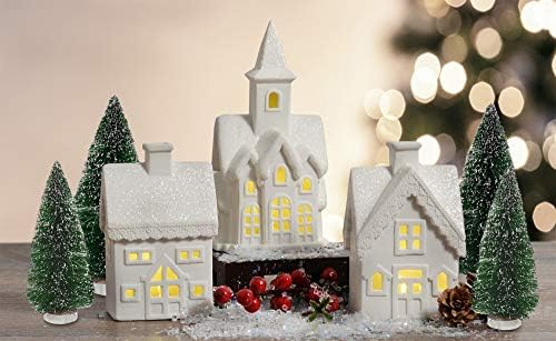 Mark Feldstein White Porcelain Christmas Village Figurines, 7 Pc, 5 in - Image 2