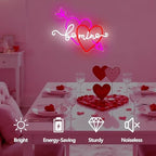 Valentine Be Mine Neon Sign Dimmable Double Hearts Neon Light Flashing Arrow Heart Window Lights Romantic Valentine'S Day Gift for Couples Bedroom Wall Decor - Image 2