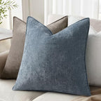decorUhome Chenille Haze Blue Velvet Throw Pillow Covers 22x22 Set of 2 - Image 6