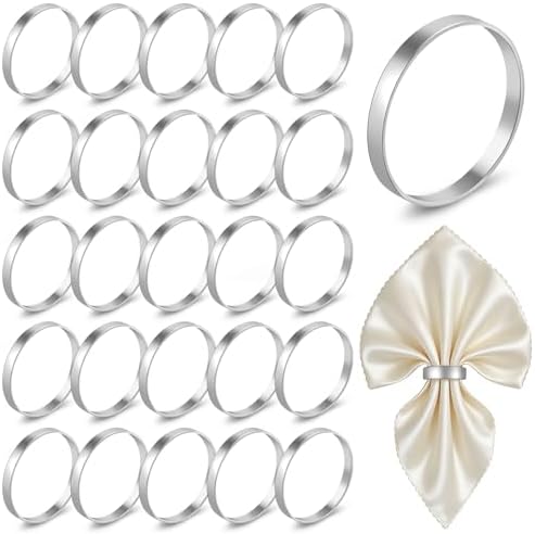 200pcs Silver Napkin Rings Bulk,FACULX Round Gold Metal Napkin Buckles by FACULX