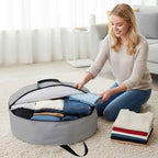 30 Inch Round Storage Bag 1 Pack,Grey Solid Color Waterproof Wreath Storage Container with Handles&Zipper Minimalist Art Closet Organizer Bags Garland Box - Image 3