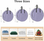 Solid Color Round Storage Bag 30 Inch, Medium Purple Clothes Storage Container with Handles Heavy Duty Organizer for Comforter, Bedding & Holiday Wreaths - Image 7