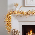 6 ft Fall Garland for Mantel, Pre-lit Autumn Garland with Lights - Image 2