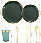 LIYH 180Pcs Green Plastic Plates, Gold Silverware Dinnerware Sets For Party - Image 2