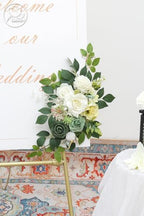 Odouzy Pack of 2 Wedding Arch, Artificial Flowers, Wedding Decor，Flower Garland Be Suited to Banquet, Party, Reception Entrance Welcome Sign and Background Decoration (White Green) - Image 4
