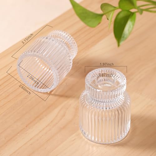 DARJEN 12 Pcs Glass Candlestick Holders- Clear Taper Candle Holders Tealight Votive Candle Holders for Table Centerpieces, Wedding, Dinner Party, Home Decor - Image 2