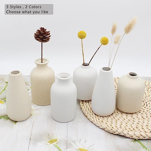 YANLING 6 Pack Small Boho Vase for Flowers Home Decor, Ceramic Vases - Image 5