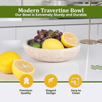 FNTSTICGOODS Travertine Decorative Bowl - 7.8” Diameter & 2” Height - Key Bowl for Entryway Table - Travertine - Organic Modern Centerpiece - Beige/Natural - Image 7