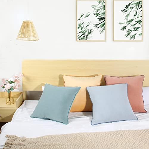 Throw Pillow Covers 20x20 Set of 4 Soft Velvet Couch Cushion Covers Modern 8-Colors Designs Pillowcases Decorative Cushion Cases for Sofa Bedroom Home Decor(Morandi Series) - Image 2