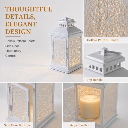 White Candle Warmer Lamp with Timer, Dimmable Farmhouse Lantern - Image 5