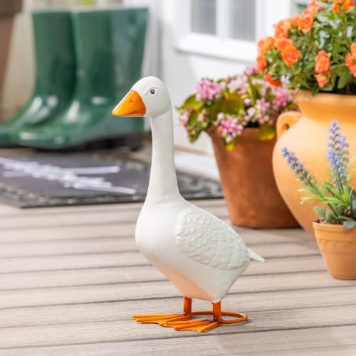 Evergreen 11.75" H Georgie the Goose, Indoor or Outdoor Decorative Metal Statue Figurine for Table, Garden, Patio, Entryway Accent Home Decor Animal Statue - Image 2