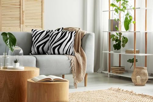 TOMWISH Black and White Zebra Print Throw Pillow Covers 24x24 in Sets of 2 - Image 6