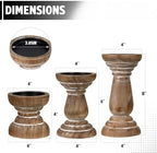 Candle Holder for Pillar Candle Set of 3, Farmhouse Wood Candle Holder, Rustic Wooden Candle Stand, Vintage Small Wooden Candlestick HoldersDecorative for Living Room, Table Centerpiece (Brown) - Image 2