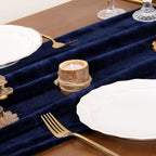 4 Pack Navy Blue Velvet Table Runner Cloth Fall Luxurious Wedding Decor - Image 4