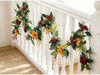 MAKHOT 2Pack Artificial Maple Leaves and Sunflowers Burgundy Roses Garland - Image 6