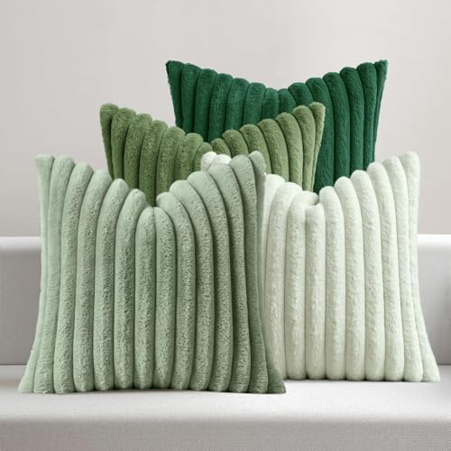 MIULEE Faux Fur Plush Decorative Throw Pillow Covers 18x18, Green by MIULEE