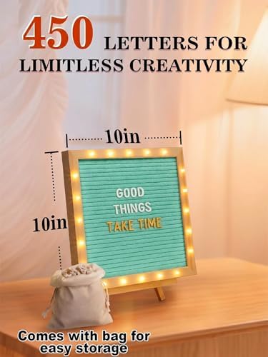 10"×10" Felt Letter Board with LED Lights & Stand, First Day of School Sign - Image 4