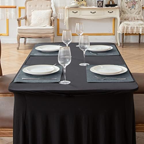 Cloth Placemats Set of 8, Linen Type Fabric Placemats Machine Washable Heat Resistant Placemats Polyester Place Mats for Halloween, Thanksgiving and Christmas Dining Table (Light Gray) - Image 5