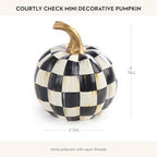 MACKENZIE-CHILDS Resin Pumpkin, Mini, Black-and-White Courtly Check - Image 4