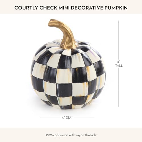 MACKENZIE-CHILDS Resin Pumpkin, Mini, Black-and-White Courtly Check - Image 4