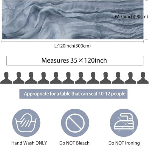 24 Pack Dusty Blue Cheesecloth Table Runner, 35x120 Inch Boho Gauze Table Runner 10ft Rustic Sheer Cheese Cloth Table Decor for Wedding Baby Bridal Shower Birthday Party Table Decoration - Image 3