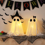 Halloween Lighted Ghost Decorations Set of 2 – Spooky Cute Fabric Ghosts with LED Lamp for Indoor Tabletop, Mantel, Shelf, or DIY Creepy Holiday Displays - Image 2