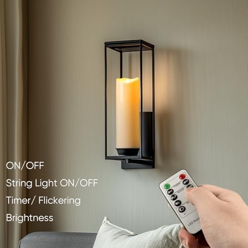 Homemory 4"x12" Outdoor Waterproof Flameless Candles with Timers and Remote Control, Battery Operated Candles, LED Plastic Candles, Dark Ivory, Set of 2 - Image 5