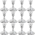 zeochyni Set of 12 Silver Taper Candle Holders for Home Deco by zeochyni