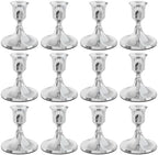 zeochyni Set of 12 Silver Taper Candle Holders for Home Deco by zeochyni
