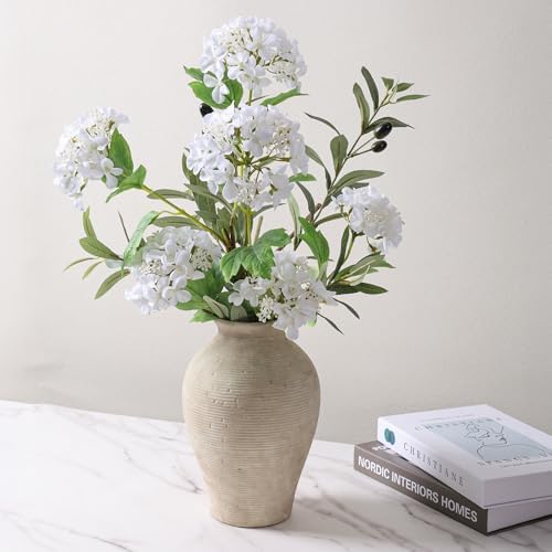 Ceramic Flower Vase Home Decor, 9 in Farmhouse Table Vases Rustic Vintage Living Room Kitchen Bedroom Pottery Decorative Vases for Flowers House Book Shelf Office Coffee Desk Dining Entryway, Retro - Image 3
