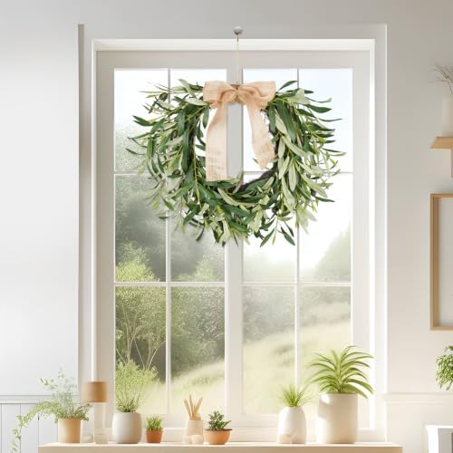 Olive Wreath for Front Door, 19'' Real Touch Door Wreath with Fruits - Image 5